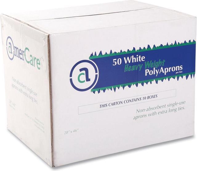 Poly Apron, 28 x 46, One Size Fits All, White, 500/Carton Poly Apron, 28 x 46, One Size Fits All, White, 500/Carton
