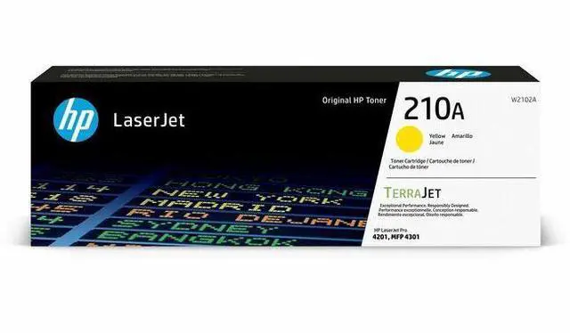 Main image of HP 210A Yellow Original LaserJet Toner Cartridge, ~1,800 pages, W2102A