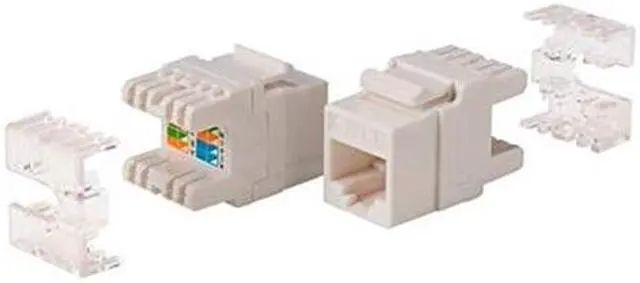 Alt view image 8 of 8 - Monoprice Cat6 Punch Down Short Body 180-Degree Keystone Jack for 22-24AWG Solid Wire, White