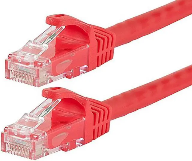 Alt view image 6 of 6 - Monoprice Cat6 Ethernet Patch Cable - 3 Feet - Red | Network Internet Cord - RJ45, Stranded, 550Mhz, UTP, Pure Bare Copper Wire, 24AWG - Flexboot Series