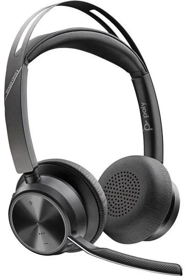 Alt view image 9 of 10 - Poly Voyager Focus 2 USB-A Bluetooth Stereo Headset - Siri, Google Assistant - Stereo - USB Type A - Wired/Wireless - Bluetooth - 298.6 ft - 20 Hz - 20 kHz - On-ear, Over-the-head - Binaural - Supra-a