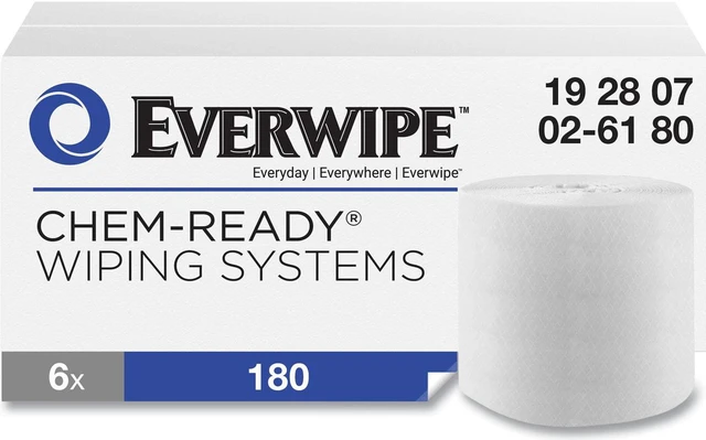 Chem-Ready Dry Wipes 5 x 2.16 White 180/Roll 6 Rolls/Carton 026180 ...
