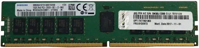 Alt view image 2 of 9 - Lenovo 16GB TruDDR4 SDRAM Memory Module - For Server - 16 GB (1 x 16GB) - DDR4-3200/PC4-25600 TruDDR4 - 3200 MHz Dual-rank Memory - 1.20 V - ECC - 288-pin - DIMM