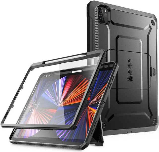 Alt view image 9 of 9 - SUPCASE Unicorn Beetle Pro Series Case for iPad Pro 12.9 Inch (2021 / 2020), Support Apple Pencil Charging with Built-in Screen Protector Full-Body Rugged Kickstand Protective Case (Black)