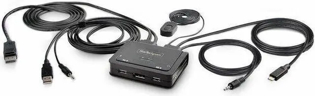 Alt view image 5 of 12 - StarTech 2-Port Hybrid USB-C DisplayPort Cable KVM Switch 4K 60Hz C2D46UACCBLKVM