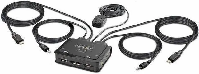 Alt view image 5 of 12 - StarTech 2-Port USB-C Cable KVM Switch 4K 60Hz C2D46UC2CBLKVM