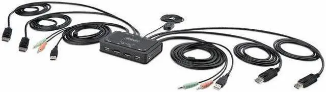 Alt view image 5 of 12 - StarTech 2-Port Dual-Monitor DisplayPort Cable KVM Switch C2DD46UA2CBLKVM