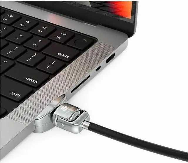 Alt view image 7 of 7 - Compulocks Ledge Lock Adapter for MacBook Pro 16" M1 & M2 with Keyed Cable Lock Silver