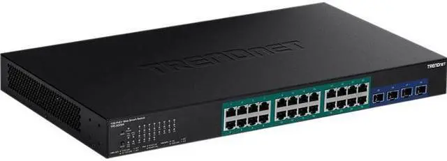 Alt view image 5 of 11 - TRENDnet 28-Port Gigabit Web Smart PoE+ Switch with 24 Gigabit PoE+ Ports; TPE-30284; 4 x 10G SFP+ slots; 370W PoE power;VLAN; QoS; LACP; IPv4/IPv6 Static Routing