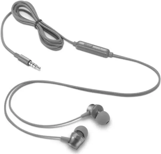 Alt view image 5 of 5 - lenovo - 110 analog in-ear headphones - in-line microphone - 3.5mm connectivity - play & pause button - 3 sizes of ear tips included,grey