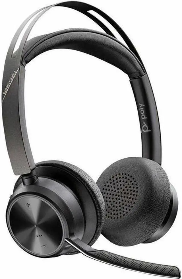 Alt view image 2 of 10 - Poly Voyager Focus 2 Microsoft Teams Certified USB-C Headset - Siri, Google Assistant - Stereo - USB Type C, Micro USB - Wired/Wireless - Bluetooth - 164 ft - 20 Hz - 20 kHz - On-ear, Over-the-head -