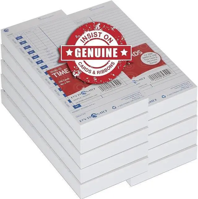 Alt view image 4 of 12 - Pyramid Time Systems Attendance Cards for Time Clock models 3500/3550SS/3600SS/3700, 1000 per pack