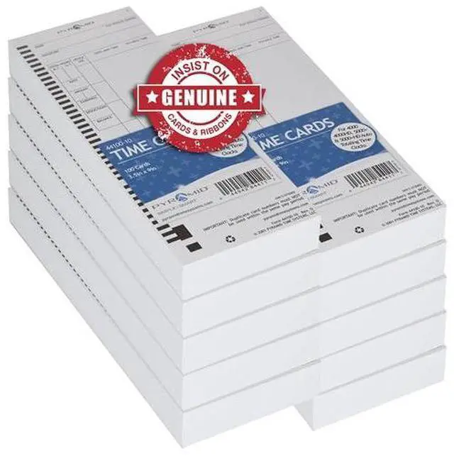 Alt view image 6 of 7 - Pyramid Time Systems Attendance Cards for Time Clock models 4000/4000PRO/4000HD/4000PRO/5000/5000HD, 1000 per pack   44100-10MB