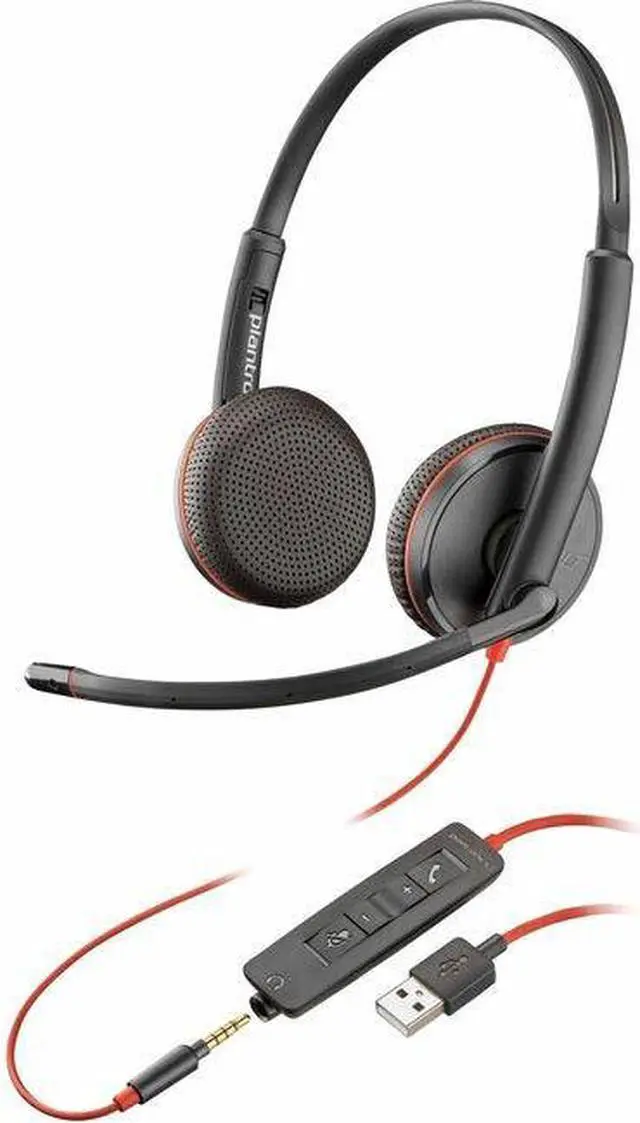 Alt view image 2 of 4 - Poly Blackwire C3225 Headset - Microsoft Teams Certification - Stereo - Mini-phone (3.5mm), USB Type C - Wired - 32 Ohm - 20 Hz - 20 kHz - Over-the-head - Binaural - Ear-cup - 7.40 ft Cable - Omni-dir