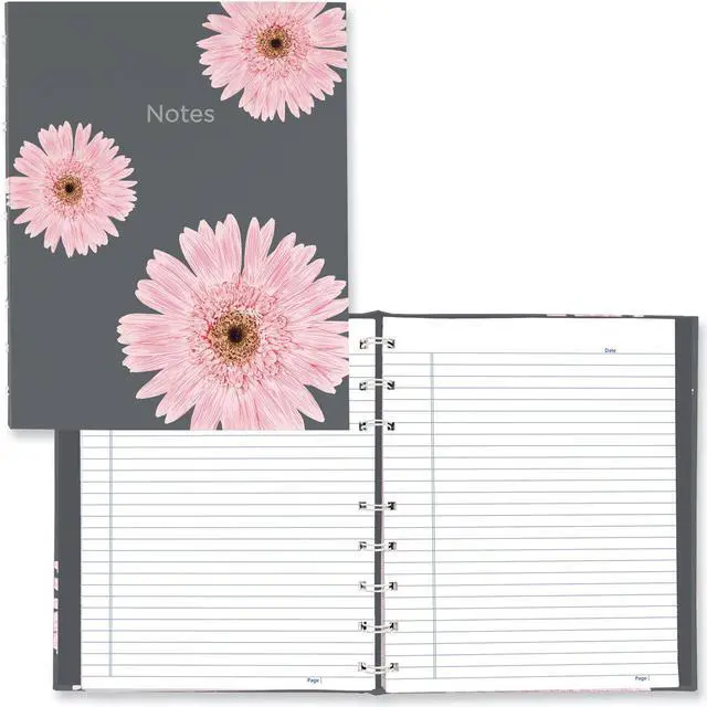Alt view image 6 of 6 - Blueline Pink Daisy NotePro Professional Notebooks 7.25" x 9.25" College Ruled 75 Sheets Gray/Silver (A6016.01)