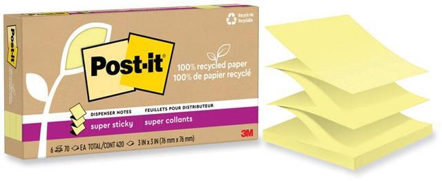 Alt view image 8 of 8 - Post-it Recycled Super Sticky Pop-up Notes 3" x 3" Canary Collection 70 Sheet/Pad 6 Pads/Pack (R330R-6SSCY)