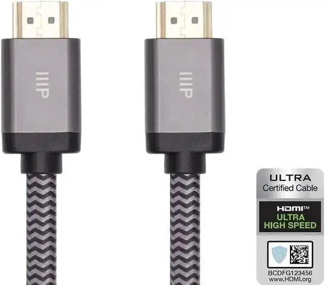 Alt view image 4 of 7 - Monoprice 8K Certified Braided Ultra High Speed HDMI Cable - 25 Feet - Black | HDMI 2.1, 8K@60Hz, 48Gbps, CL2 In-Wall Rated, 24AWG, Compatible with PS 5, PlayStation 5 Digital Edition, Xbox X, Xbox S