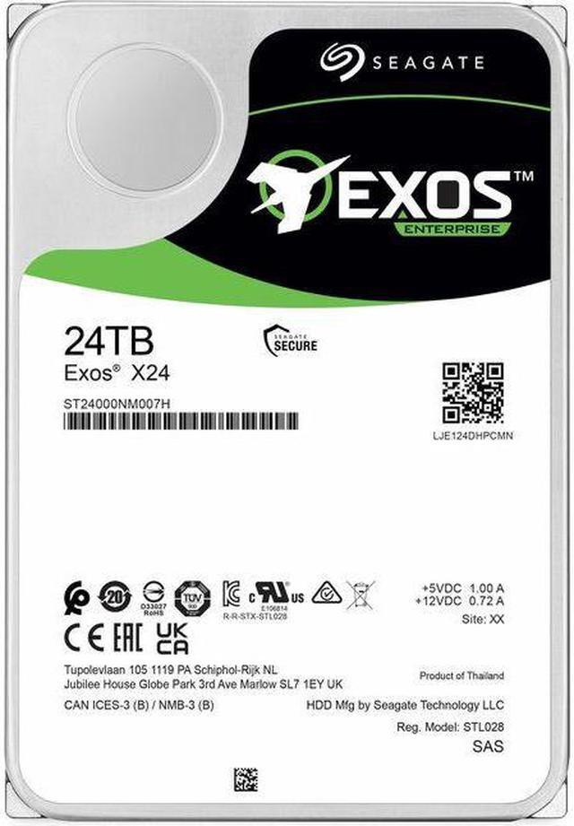 Alt view image 7 of 8 - Seagate Exos X24 ST24000NM007H 24 TB Hard Drive - 3.5" Internal - SAS (12Gb/s SAS) - Conventional Magnetic Recording (CMR) Method - Storage Array Device Supported - 7200rpm - 5 Year Warranty