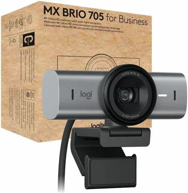 Alt view image 8 of 15 - Logitech BRIO 705 Webcam - 8.5 Megapixel - USB Type C - 4K - 4096 x 2160 Video - STARVIS Sensor - Auto-focus - 90° Angle - Clip - 4x Digital Zoom - Microphone - Windows 10, macOS 10.15