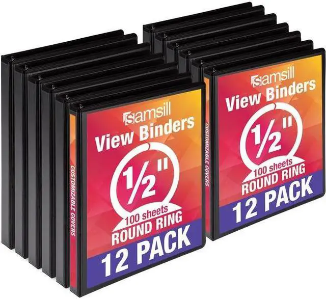 Main image of Samsill 1/2" 3-Ring View Binders Black 12/Pack (I08510C)