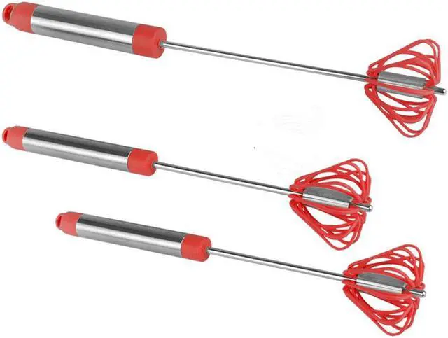 Main image of Ronco Self Turning Rotating Turbo Push Whisk Mixer Milk Frother Red 3-Pack