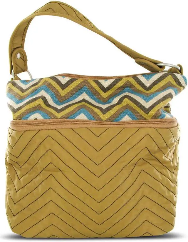 Main image of Travelon Quilted Nylon Zip-Top Train Case - Tan/Zig Zag Pattern