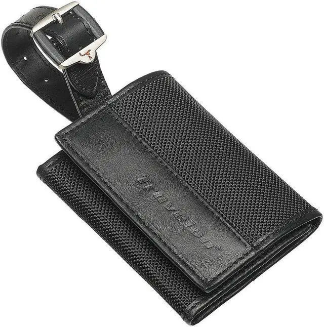 Alt view image 4 of 4 - Travelon Travel Quick Pass Leather Ballistic Nylon Luggage Suitcase Tag Black