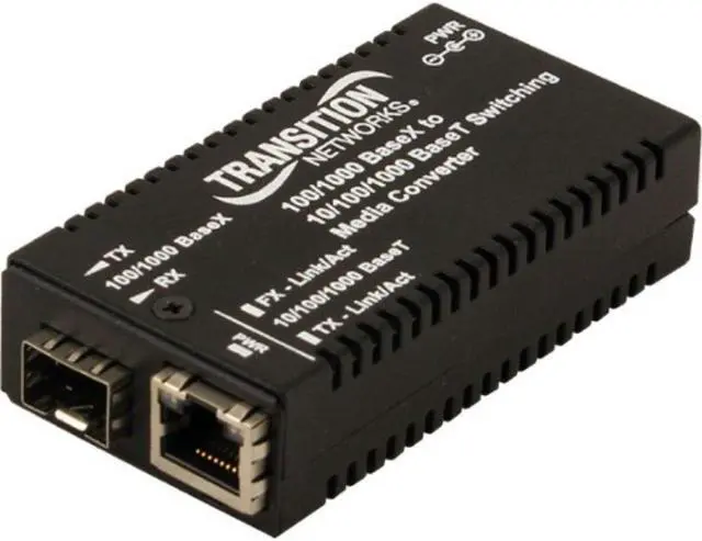 Alt view image 7 of 14 - Transition Networks M/GE-PSW-SFP-01-NA Mini 10/100/1000 Bridging Media Converter