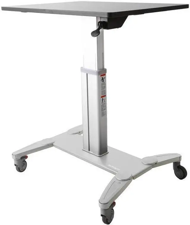 Alt view image 2 of 7 - StarTech.com Sit Stand Mobile Workstation - Rolling Desk - One-Touch Height Adjustment with Lock - Standing Desk Converter - Mobile Desk