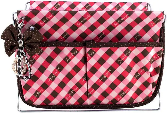 Main image of Jacki Design Large Retro Plaid Magazine Holder Coral Fashion Organizer