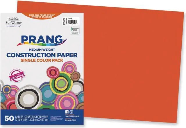 Alt view image 4 of 5 - Sunworks Construction Paper, 58lb, 12 X 18, Orange, 50/Pack 6607