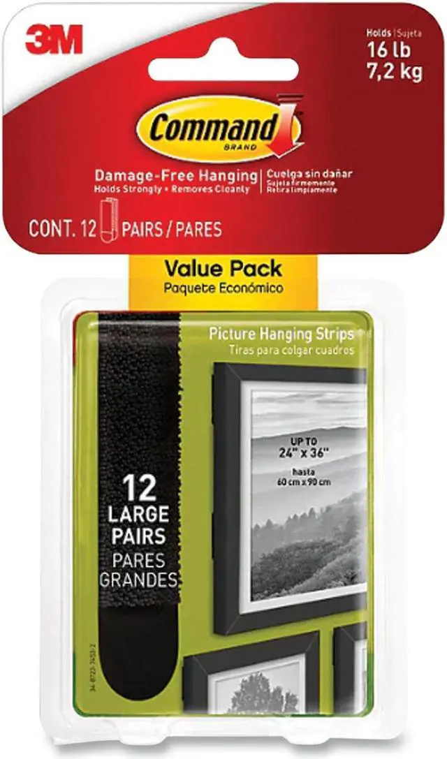 Alt view image 8 of 8 - Command Large Black Picture Hanging Strips Value Pack 24393532