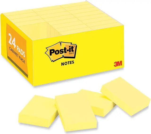 Alt view image 6 of 6 - Post-It Notes Value Pk 24 Pads Canary Yellow 1 1/2 X 2 65324VAD