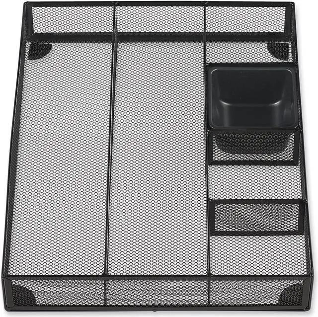 Alt view image 8 of 8 - Universal Metal Mesh Drawer Organizer 15 x 11 7/8 x 2 1/2 Black 20021