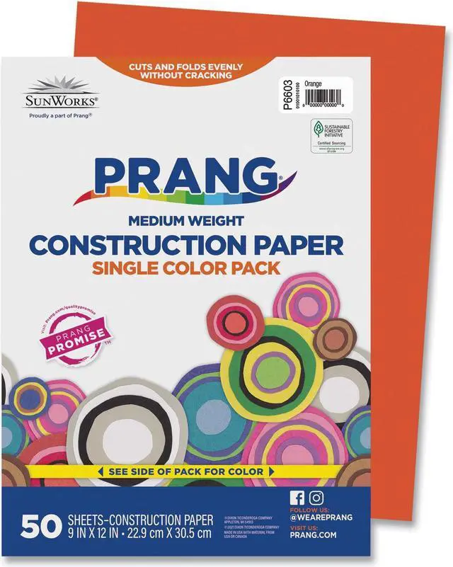 Alt view image 3 of 4 - Sunworks Construction Paper, 58lb, 9 X 12, Orange, 50/Pack 6603