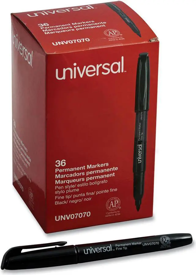 Alt view image 8 of 8 - Universal Pen-Style Permanent Marker Bullet/Fine Point Black 36/Pack 07070
