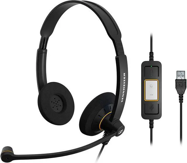 Alt view image 8 of 8 - Sennheiser EPOS I SENNHEISER IMPACT SC 60 USB ML Stereo Headset On Ear Black with Orange Color Highlights (1000551)