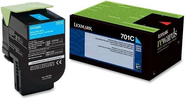 Alt view image 13 of 14 - Lexmark (701C) Cyan Return Program Toner Cartridge (1 000 Yield) 70C10C0