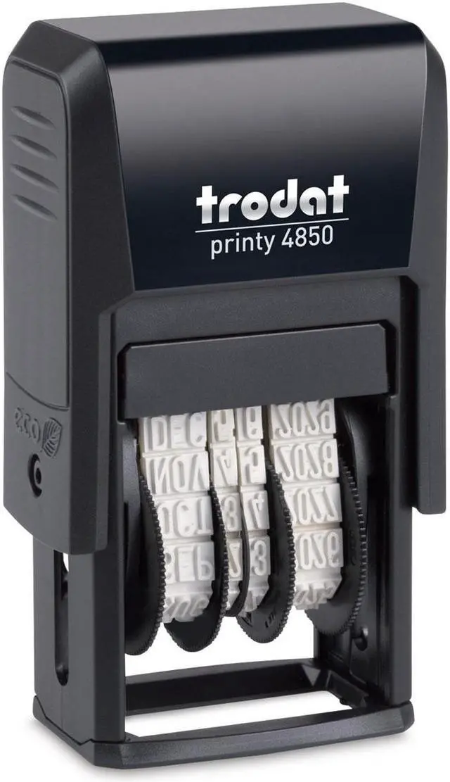 Alt view image 3 of 3 - Trodat Economy 5-in-1 Micro Date Stamp Self-Inking 3/4 x 1 Blue/Red E4853L