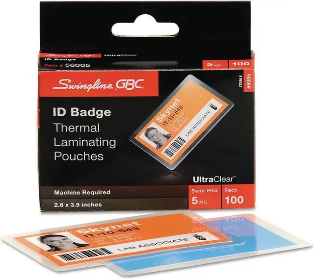 Alt view image 7 of 7 - Swingline UltraClear Thermal Laminating Pouch ID Badge 5mil 2 5/8 x 3 7/8 100/Pack 56005