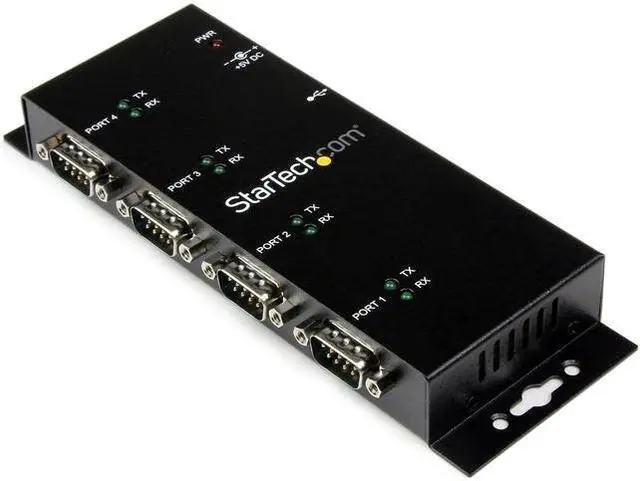 Alt view image 2 of 6 - StarTech.com 4 Port USB to Serial RS232 Adapter - Wall Mount - Din Rail - COM Port Retention - FTDI USB to DB9 RS232 Hub