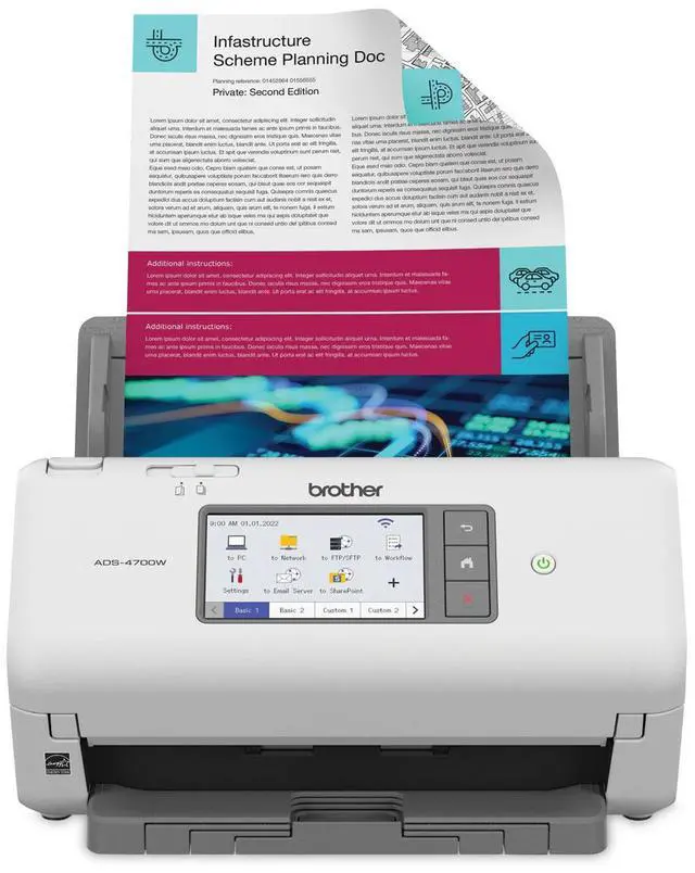 Alt view image 9 of 10 - Brother ADS4700W 24 bit Dual CIS 600 x 600 dpi Sheet Fed Professional Desktop Scanner
