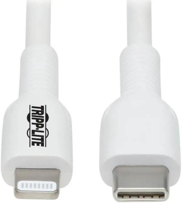 Alt view image 8 of 8 - Tripp Lite USB-C to Lightning Sync-Charge Cable (M-M), MFi Certified, White, 1 m (3.3 ft.)