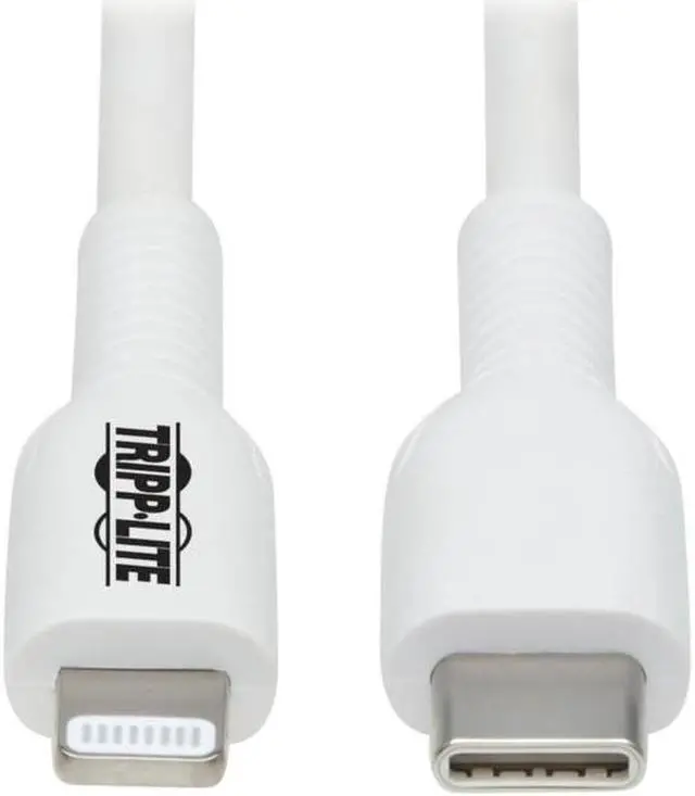 Alt view image 12 of 16 - Tripp Lite Safe-IT M102AB-02M-WH Lightning-USB-C Data Transfer Cable
