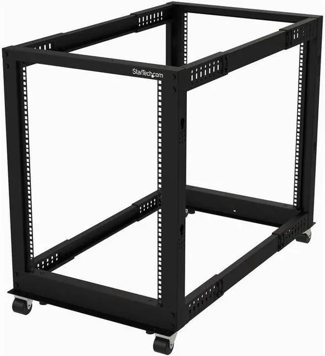 Alt view image 2 of 5 - StarTech.com 15U 19" Open Frame Server Rack, 4 Post Adjustable Depth 22-40" Mobile, Free Standing Rolling Network/Comput