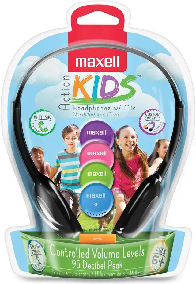 Alt view image 2 of 7 - Maxell Action Kids On-Ear Headphones with Microphone Multicolor (MXL195004)