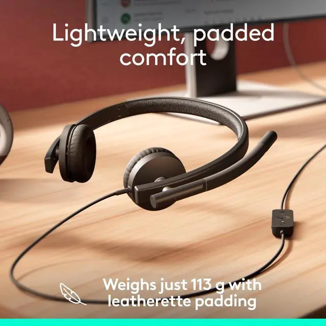 Alt view image 12 of 14 - Logitech H570e USB Headset With Microphone for PC and Mac, USB-C Wired Headset With Stereo Sound, Noise-Canceling Mics and Inline Controls, Certified for Microsoft Teams, Black - Microsoft Teams Certi