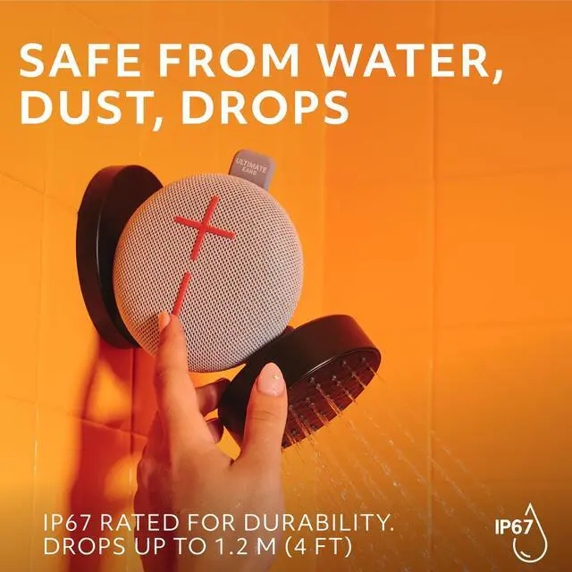 Alt view image 10 of 14 - Ultimate Ears MINIROLL Ultra-Portable Waterproof Bluetooth Speaker, Big Bass, IP67 Dustproof, 131 ft (40 m) Range - Revive Grey