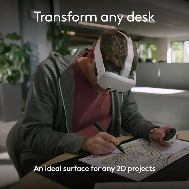 Alt view image 7 of 8 - Logitech MX Mat for MX Ink Mixed Reality (MR) Stylus - Meta Quest 2, Meta Quest 3, Meta Quest 3S - Drawing, Table - 16.54" Length x 23.43" Width x 0.070" Depth - Polycarbonate, Natural
