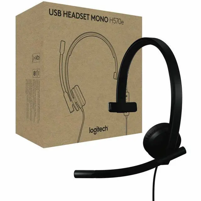 Alt view image 8 of 14 - Logitech H570e USB Headset With Microphone for PC and Mac, USB-C Wired Headset With Mono Sound, Noise-Canceling Mics and Inline Controls, Certified for Microsoft Teams, Black - Microsoft Teams Certifi